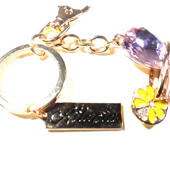 Atlanta Martini Glass Rhinestone Rose Gold Tone Bling Keychain - Picture 3 of 6